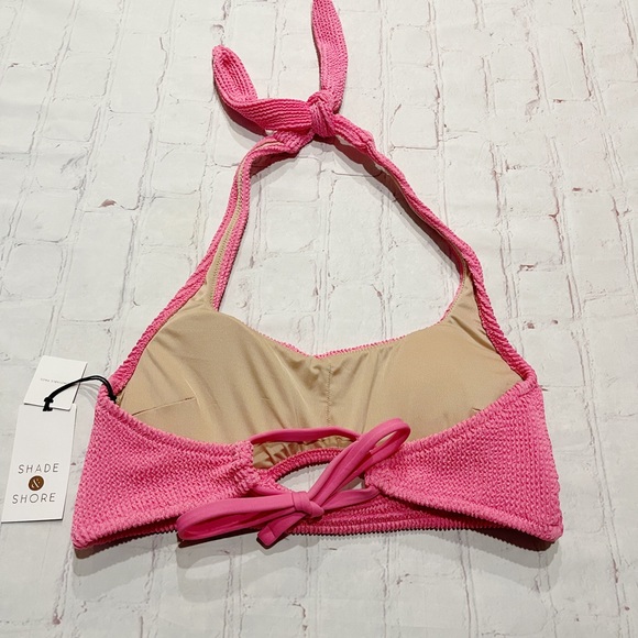 [Shade & Shore] NWT pink textured cutout halter bikini swim top MEDIUM - Picture 4 of 4